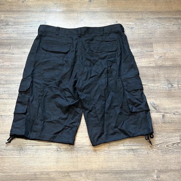 TRUST Shorts Mens W40 Black Linen Blend Cargo Pocketed Belted Button Breathable - Picture 7 of 7